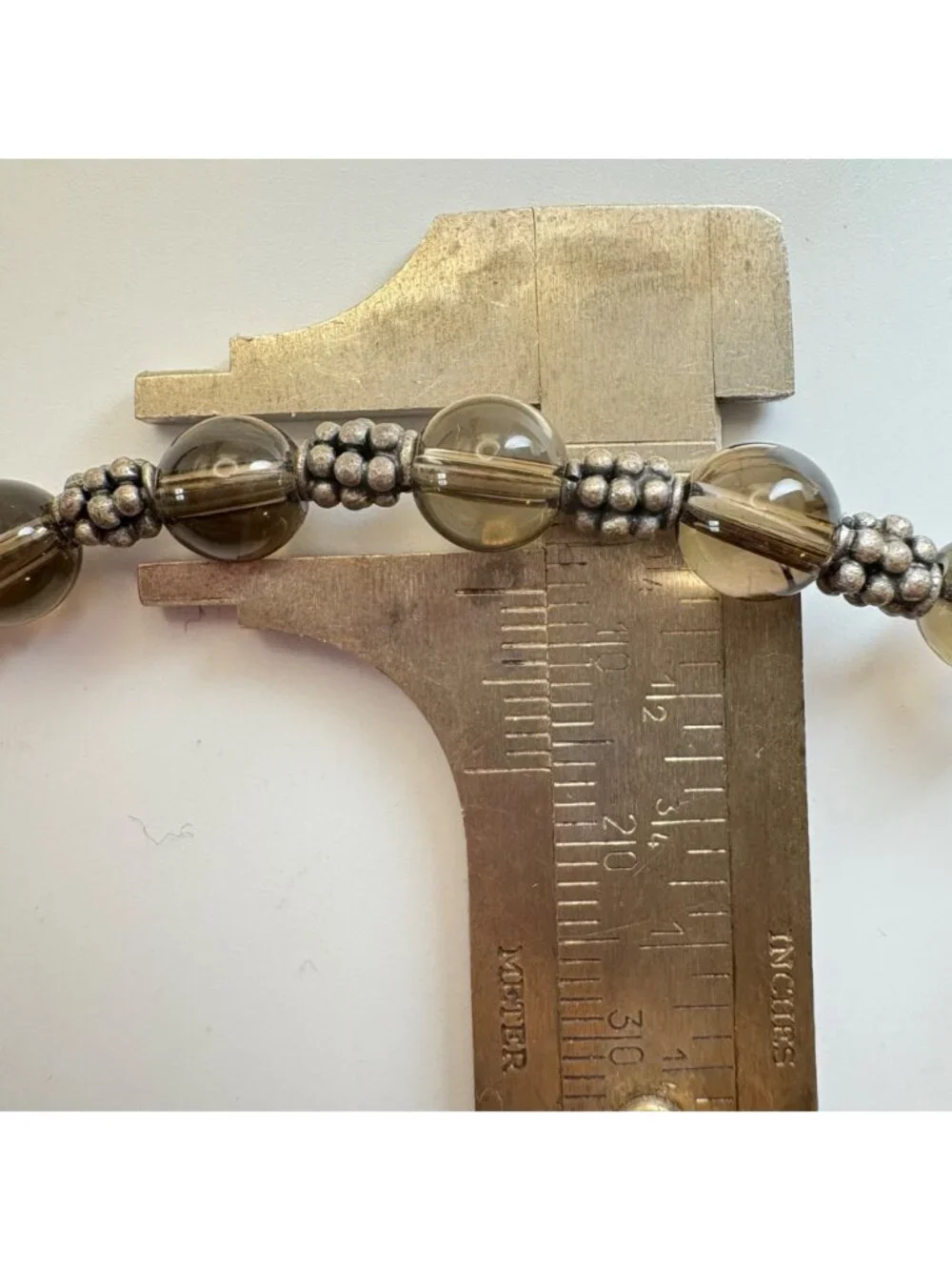 Smoky Quartz Beaded Sterling Silver 925 Necklace 16